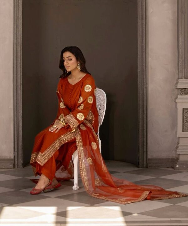 burnt orange solid relaxed straight suit set