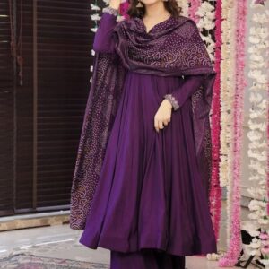 lilots women floral printed anarkali kurta with trousers & dupatta