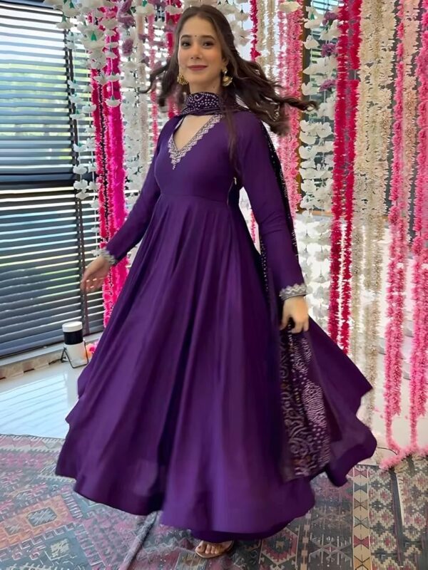 lilots women floral printed anarkali kurta with trousers & dupatta