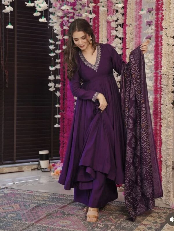 lilots women floral printed anarkali kurta with trousers & dupatta